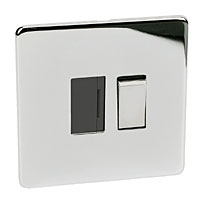Image for Crabtree 13A Sw FCU Blk Ins Pol Chrome Flat Plate.
