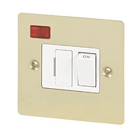 Image for Volex 13A Sw FCU + Neon Wht Ins Brushed Br Flt Plt.