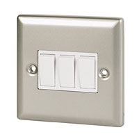 Image for Volex 10A 3G 2W Sw Wht ins Satin Chrme Angled Edge.