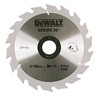 Image for DeWalt 190x30mm 18T TCT Circular Saw Blade.