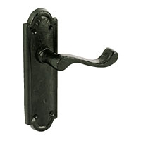 Image for Black Lever Latch Door Handle Shaped Plate.