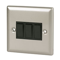 Image for Volex 10A 3G 2W Sw Blk Ins Satin Chrme Angled Edge.