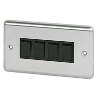 Image for Volex 10A 4G 2W Sw Blk Ins S/less Steel Round Edge.