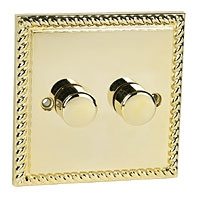 Image for 2G 2W 250W Dimmer Georgian Brass.