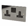 Volex 2G DP 13A Sw Skt Black Nickel Flat Plate image.