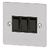 Volex 10A 3G 2W Sw Blk Ins Brushed Stainless Flat Plate image.
