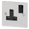 Volex 13A 1G DP Sw Skt Blk Ins Satin Sless Flt Plt image.