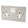 Volex 2G 13A DP Sw Skt Brushed Stainless Flat Plate image.