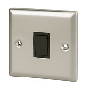 Volex 10A 1G 2W Sw Blk Ins Satin Chrme Angled Edge image.