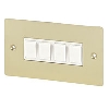 Volex 10A 4G 2W Sw Wht Ins Brushed Brass Flt Plt image.