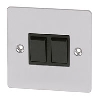 Volex 10A 2G 2W Sw Blk Ins Brushed Stainless Flat Plate image.