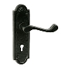 Black Lever Lock Door Handle Shaped Plate image.