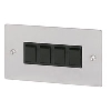 Volex 10A 4G 2W Sw Blk Ins Brushed Stainless Flat Plate image.