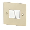 Volex 10A 2G 2W Sw Wht Ins Brushed Brass Flt Plt image.