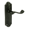 Black Lever Latch Door Handle Shaped Plate image.