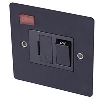 Volex 13A Sw FCU + Neon Blk Ins Matt Black Flat Plate image.