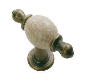 Image for Crackle Glaze Porcelain Cupboard Knob with Finial Ears.