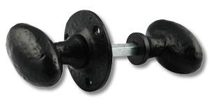 Image for oval rim knob 50mm black antique.