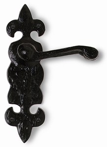 Image for Black Antique Door Handle on Backplate.