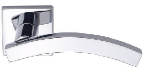 Image for Kubus Curved Door Handle on Rose.