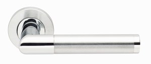Image for Mitred Twin Finish Door Handle on Rose.