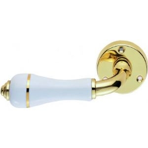 Image for White Porcelain Lever With Gold Band.