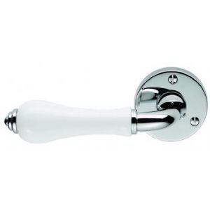 Image for Plain White Porcelain Lever on Polished Chrome.