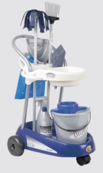 Image for Kitchen Blue Cleaning Trolley with 7 Acessories.